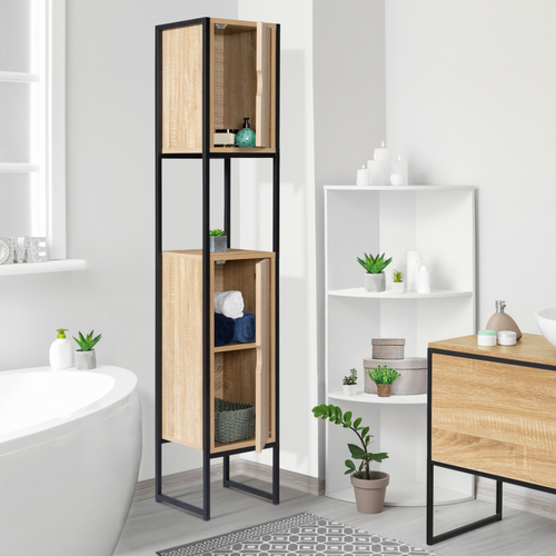 Meuble Colonne Salle De Bain Detroit 2 Portes Design Industriel