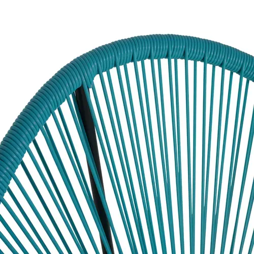 Salon De Jardin Izmir Table Et 2 Fauteuils Oeuf Cordage Bleu Canard