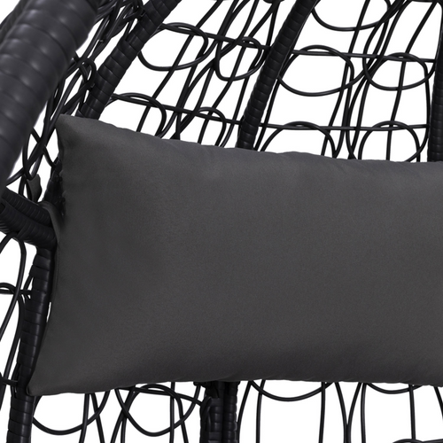 Fauteuil Oeuf Suspendu Ajouré Effet Rotin Gris Avec Coussin Gris