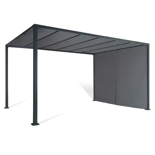 Pergola Coulissante 2 Pans 3x4 M Belvédère De Jardin Toile Gris Anthracite