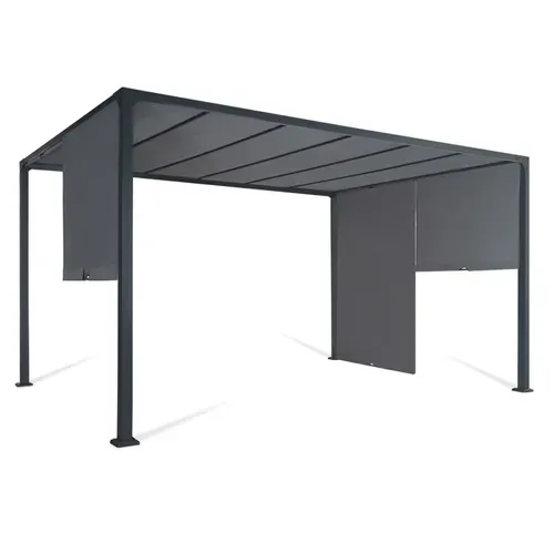 Pergola Coulissante 2 Pans 3x4 M Belvédère De Jardin Toile Gris Anthracite