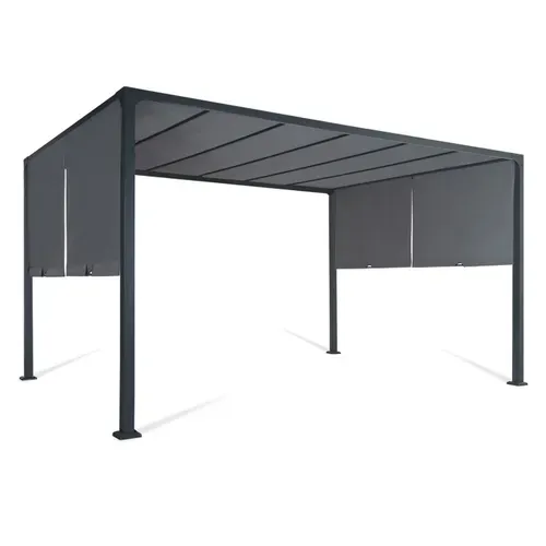 Pergola Coulissante 2 Pans 3x4 M Belvédère De Jardin Toile Gris Anthracite
