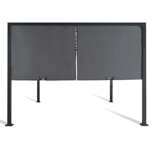 Pergola Coulissante 2 Pans 3x4 M Belvédère De Jardin Toile Gris Anthracite