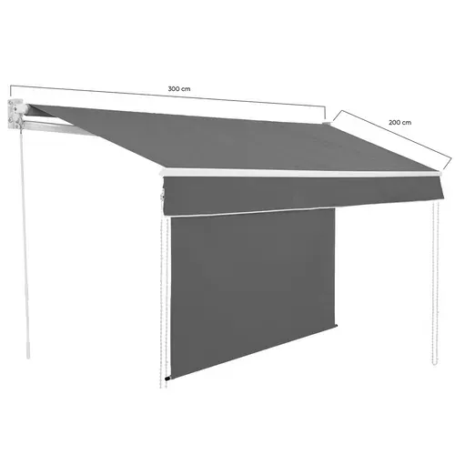 Store Banne Manuel 3x2 M Gris Anthracite Lambrequin H.1,50 M