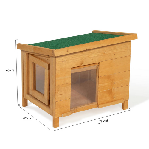 Maison Pour Chat Niche En Bois Avec Porte Basculante à Lamelles