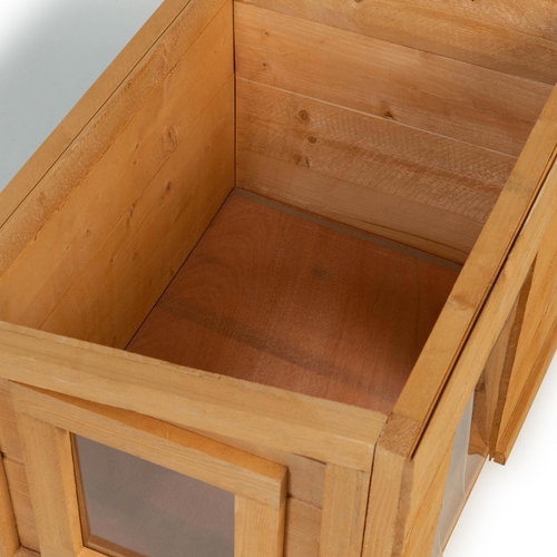 Maison Pour Chat Niche En Bois Avec Porte Basculante à Lamelles