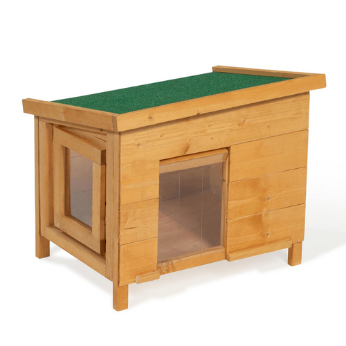 Maison Pour Chat Niche En Bois Avec Porte Basculante à Lamelles