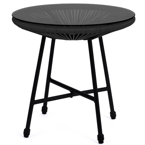 Salon De Jardin Izmir Table Et 2 Fauteuils Oeuf Cordage Noir