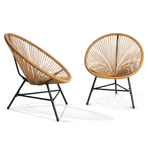 Salon De Jardin Izmir Table Et 2 Fauteuils Oeuf Cordage Effet Rotin