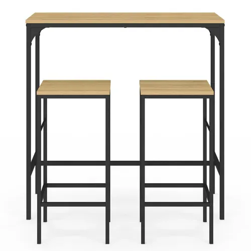 Ensemble Table Haute De Bar Detroit 95 Cm Et 2 Tabourets Design Industriel