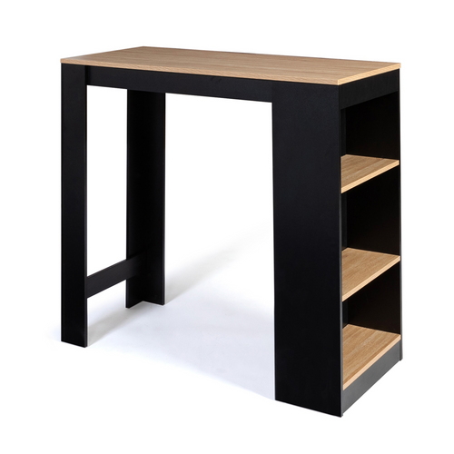 Table De Bar Barth 2 à 4 Personnes Bois Noir Plateau Façon Hêtre