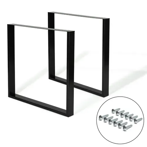 Lot De 2 Pieds De Table Carrés 78x71 Cm Noir Design Industriel