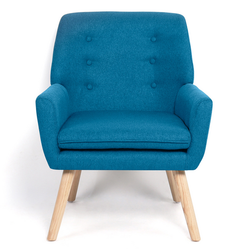 Fauteuil Scandinave Nat En Tissu Bleu Canard