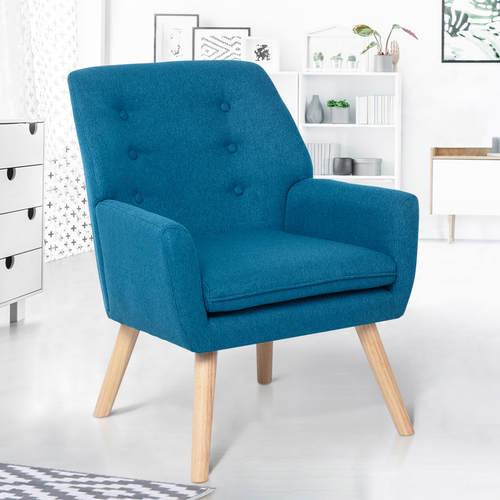 Fauteuil Scandinave Nat En Tissu Bleu Canard