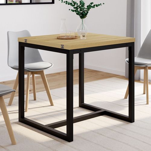 Table à Manger Extensible Rectangle Detroit 4-8 Personnes Design Industriel 80-160 Cm