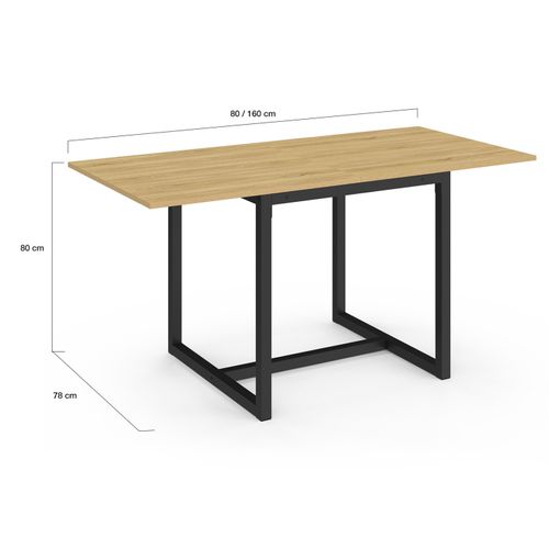 Table à Manger Extensible Rectangle Detroit 4-8 Personnes Design Industriel 80-160 Cm
