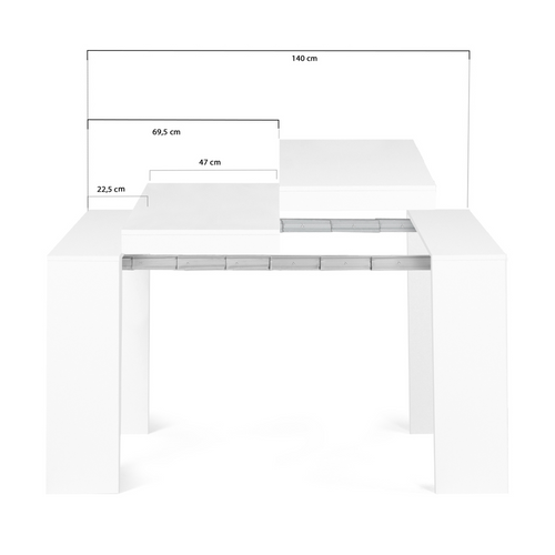 Table Console Extensible Orlando 6 Personnes 140 Cm Bois Blanc