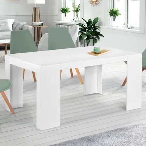 Table Console Extensible Orlando 6 Personnes 140 Cm Bois Blanc