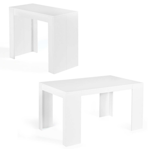 Table Console Extensible Orlando 6 Personnes 140 Cm Bois Blanc
