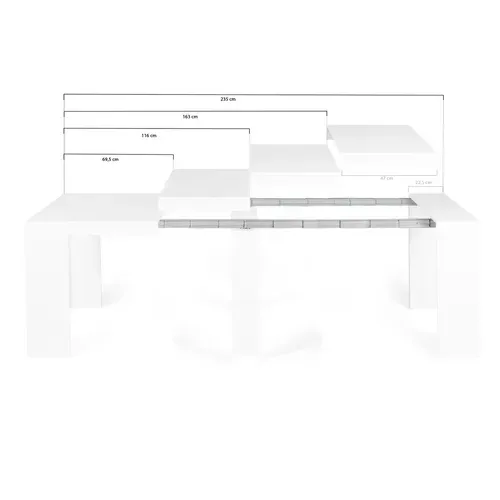 Table Console Extensible Orlando 10 Personnes 235 Cm Bois Blanc