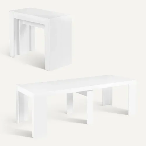Table Console Extensible Orlando 10 Personnes 235 Cm Bois Blanc