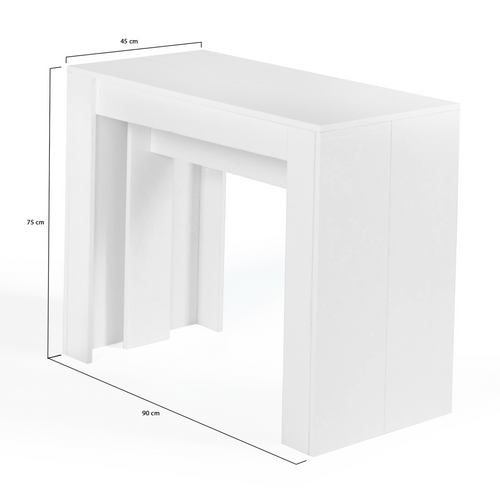 Table Console Extensible Orlando 10 Personnes 235 Cm Bois Blanc
