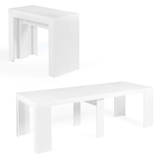 Table Console Extensible Orlando 10 Personnes 235 Cm Bois Blanc
