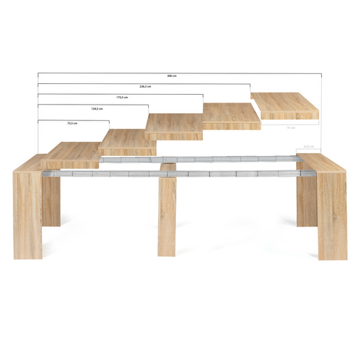 Table Console Extensible Orlando 14 Personnes 300 Cm Bois Façon Hêtre