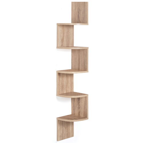 Etagère Murale D'angle Isa 5 Niveaux Façon Hêtre