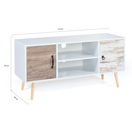 Meuble TV 113 Cm Scandinave Bahia 2 Portes