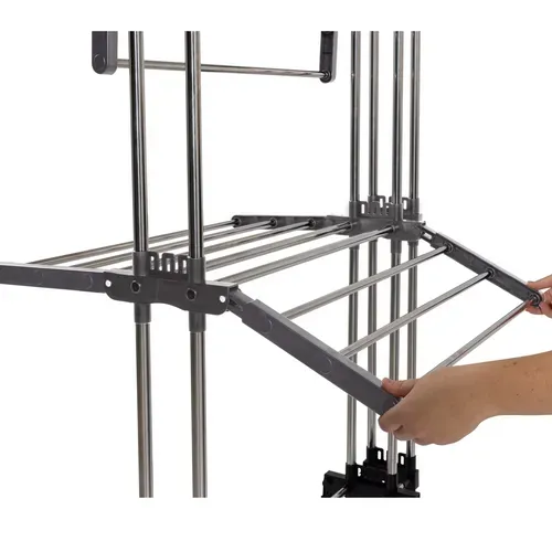 Séchoir à Linge Vertical Pliable Et Extensible 3 Niveaux Giga Capacité 27m Avec Cintres Et Pinces In