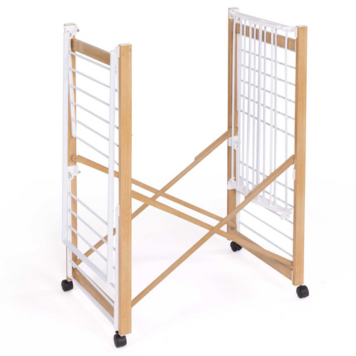 Séchoir à Linge Pliable Deluxe Capacité 22m Avec Tringle Blanc Et Effet Bois