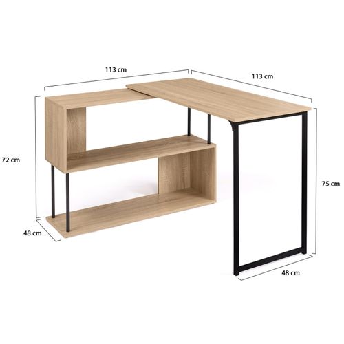 Bureau D'angle Rotatif 180° Detroit étagère Forme S Design Industriel