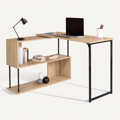 Bureau D'angle Rotatif 180° Detroit étagère Forme S Design Industriel