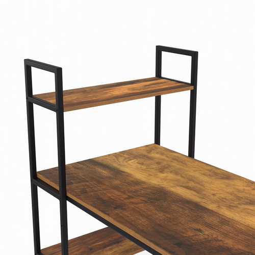 Bureau Bibliothèque Hawkins Plateau Bois Foncé Design Industriel