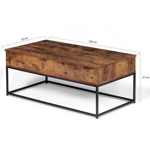 Table Basse Plateau Relevable Rectangulaire Dayton Effet Vieilli Design Industriel
