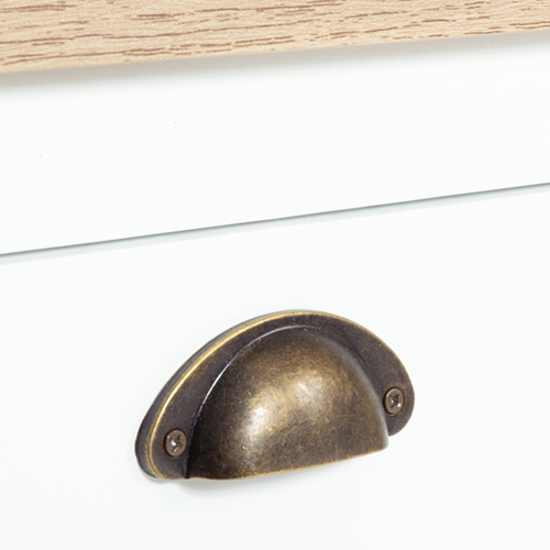 Console 2 Tiroirs Campagne Isis 1 étagère Bois Et Blanc