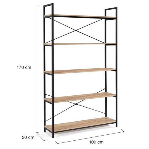 Étagère XL 5 Niveaux Detroit Avec Placard - Design Industriel - 170 Cm De Haut - Rangement Maxi Pour Salon, Bureau, Chambre