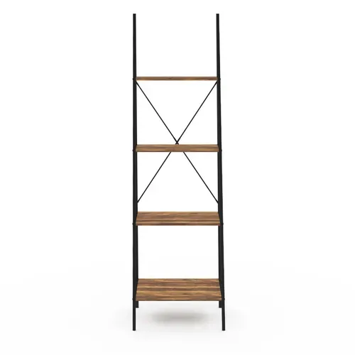 Etagère échelle 4 Niveaux Hawkins Bois Foncé Design Industriel 170 Cm