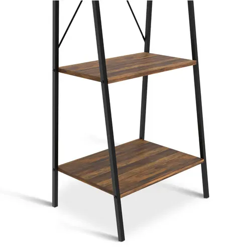 Etagère échelle 4 Niveaux Hawkins Bois Foncé Design Industriel 170 Cm