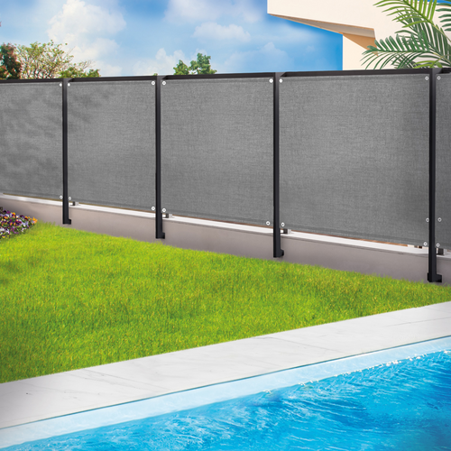 Brise-vue Renforcé 1m X 10m Gris - 220g/m², Occultation 95%, œillets Tous Les Mètres - Protection Intimité Jardin Terrasse