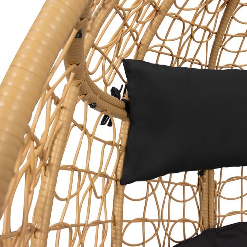 Fauteuil Oeuf Suspendu Ajouré Effet Rotin Avec Coussin Noir