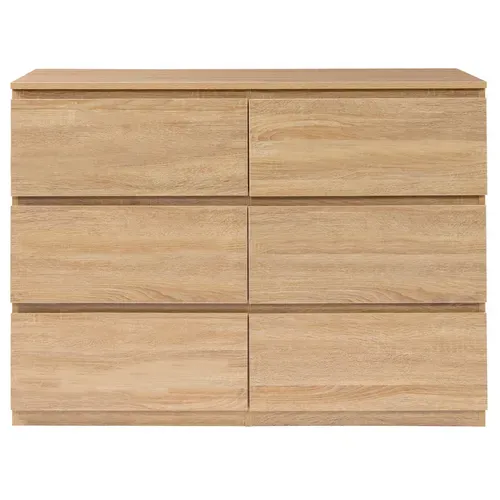 Commode 6 Tiroirs Tomi 110 Cm Bois Façon Hêtre