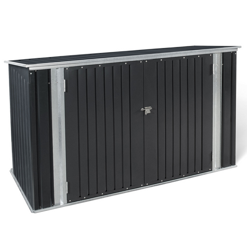 Abri De Jardin En Métal Verrouillable Multi-rangement Pour Stockage Vélos, Outils, Poubelles