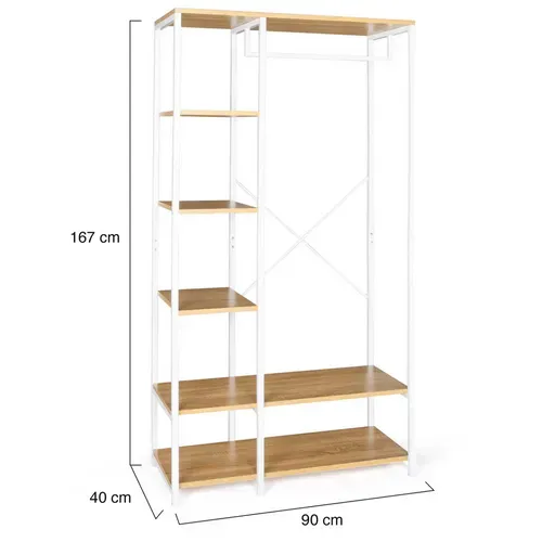 Dressing Penderie étagères L. 90 Cm Detroit Design Industriel Bois Et Métal Blanc