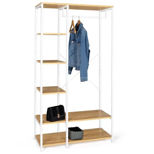 Dressing Penderie étagères L. 90 Cm Detroit Design Industriel Bois Et Métal Blanc