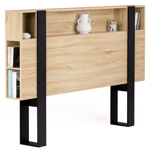 Tête De Lit Sur Pied Phoenix 160 Cm Avec Rangements Bois Et Noir