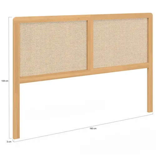 Tête De Lit Sur Pied Edhen 160 Cm Cannage Et Bois