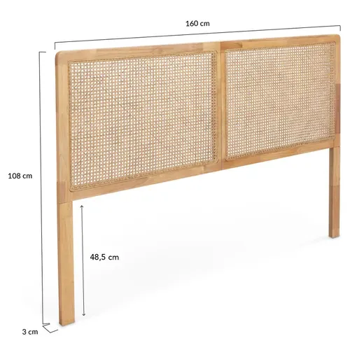 Tête De Lit Sur Pied Edhen 160 Cm Cannage Et Bois