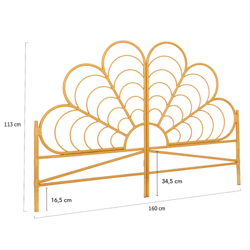 Tête De Lit Sur Pied Ivy 160 Cm Effet Rotin En Forme De Fleur